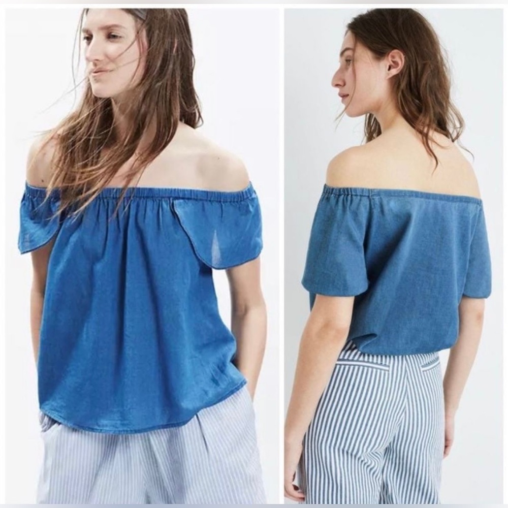 Madewell off the shoulder chambray top